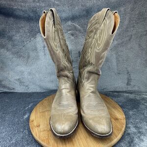 Dan Post Boots Mens Size 8.5D Gray Leather Western Cowboy Stitch Spain 8625